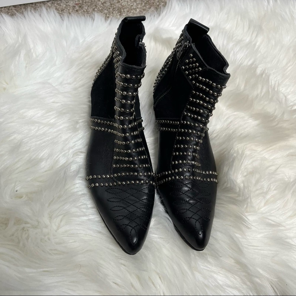 Anine Bing Charlie Silver Studded Leather Ankle Boots Size 36